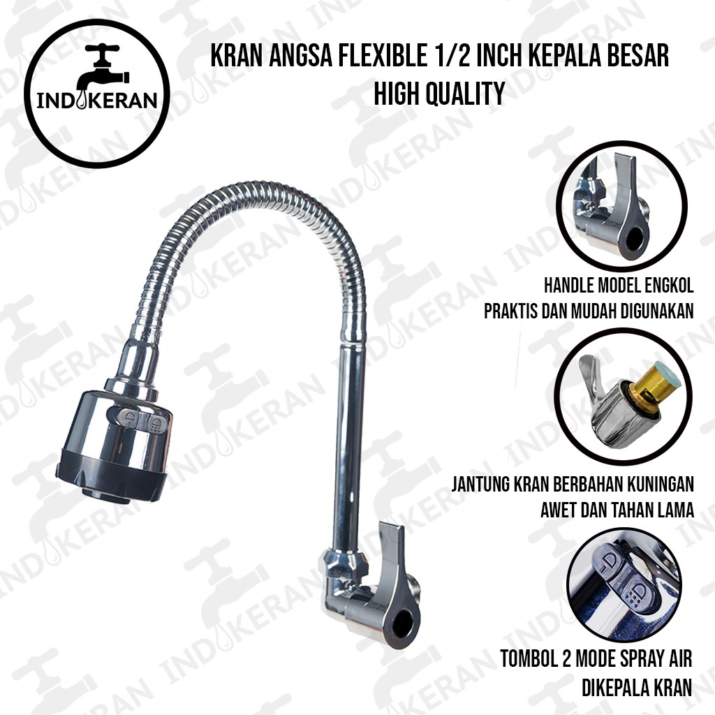 INDOKERAN - Kran Angsa Dapur Fleksibel / Flexible - 1/2 Inch - High Quality