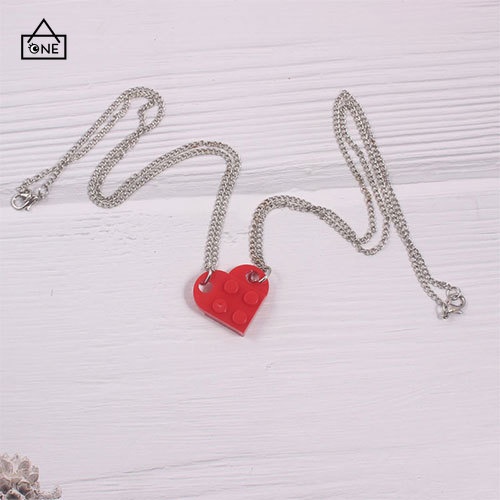 COD❤【Ready stock】1pc fashion murah Kalung Rantai Liontin Hati Lego Lucu Untuk Pasangan / Pria / Wanita kecenderungan A