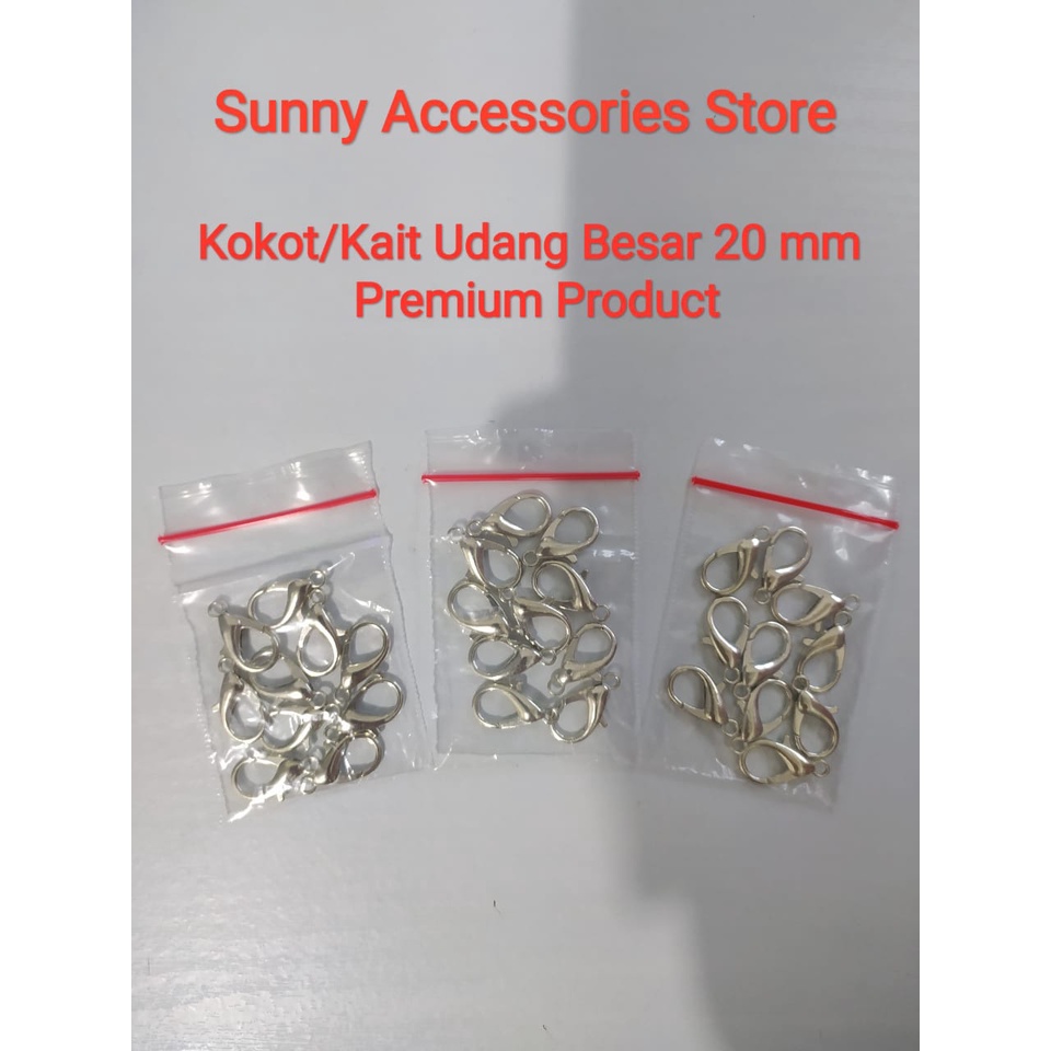 Kokot Udang / Kait Udang Besar 20 mm Silver 10 Pcs *Premium Quality*