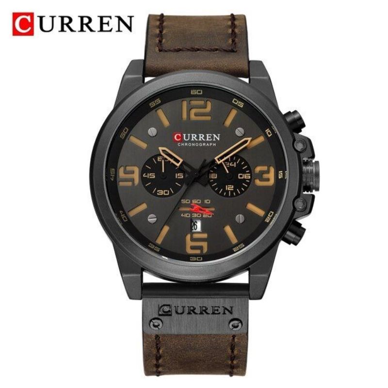 CURREN 8314 Jam Tangan Pria Analog Tali Kulit Chronograph Aktif