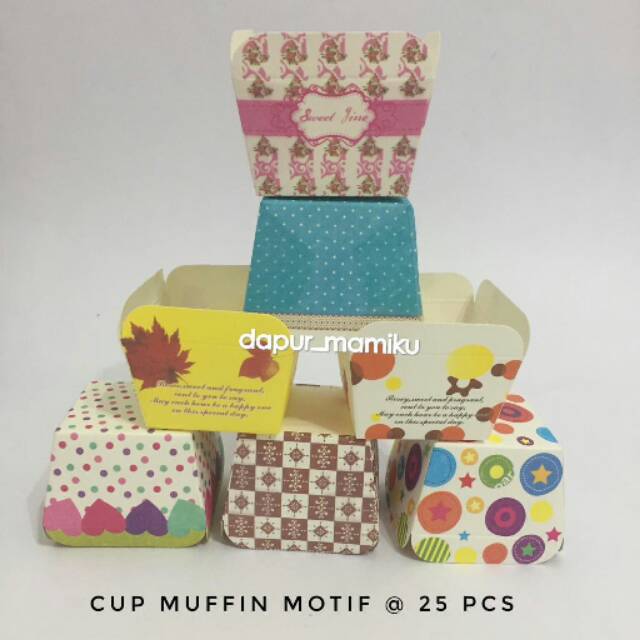 DAPURMAMI Cup Muffin Kotak Kue Cake Cupcake Wadah Motif