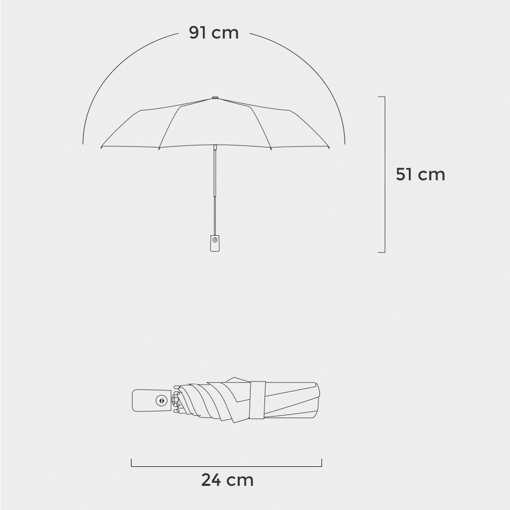 Payung Lipat Umbrella Lapisan Anti Sinar UV Motif Polos Bahan PVC Tebal -10518-5