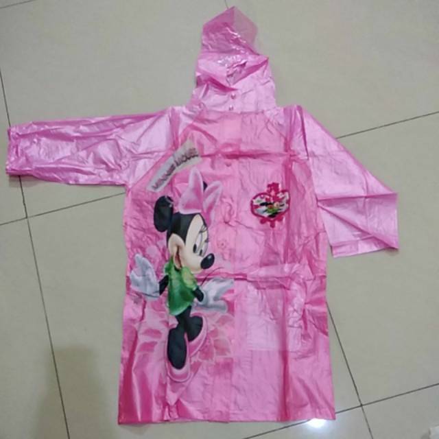 Jas Hujan Anak Karakter Terusan Minnie Mouse, Mickey, Thomas, The Pooh