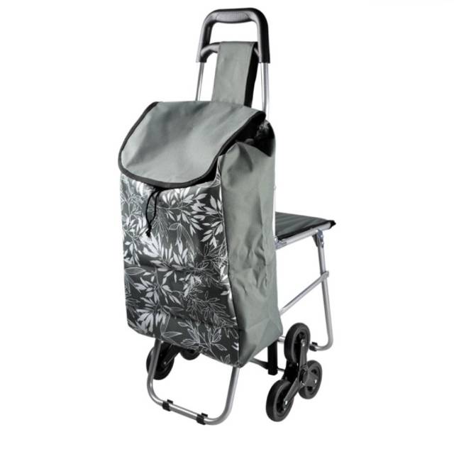 Shopping trolley bag roda 3disetiap sisinya. dengan bangku dudukan.troli barang.Tas belanja.googreen