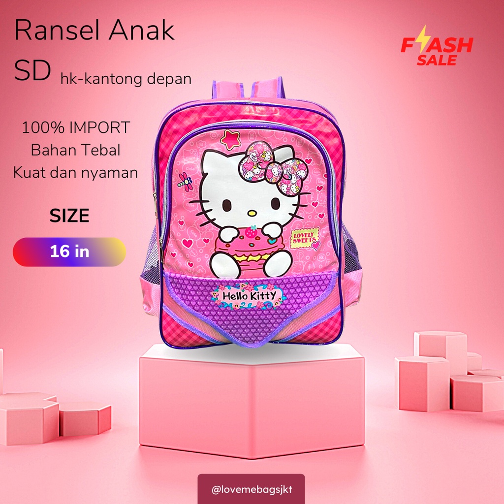 LMB Tas Anak Perempuan Sekolah SD Karakter Lucu HK Ada Kanton Depan Bahan Nilon Premium