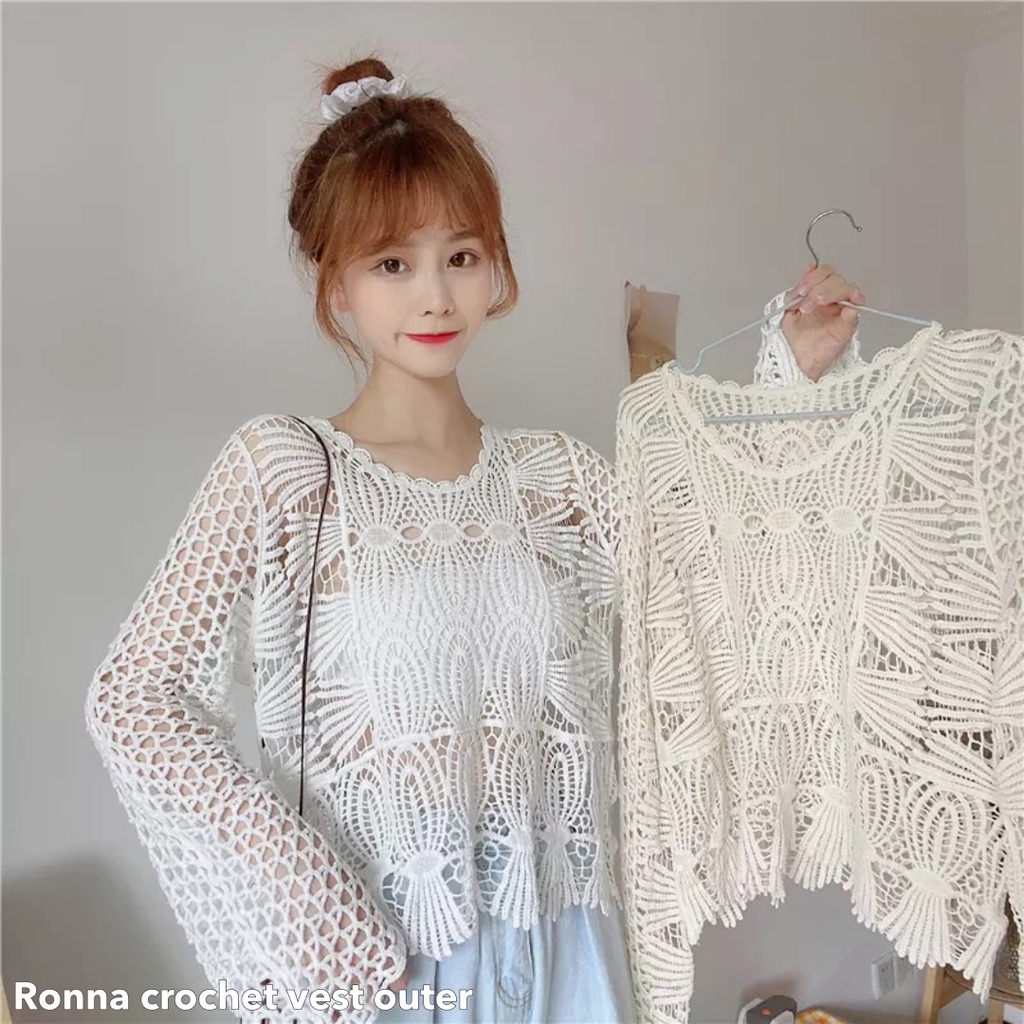 Ronna crochet vest outer -Thejanclothes