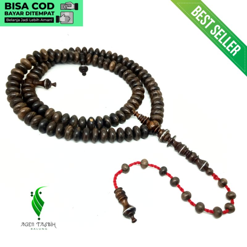 Tasbih Kayu Kalimasada Asli Motif Pipih Kualitas Tasbih Antik., Tasbih Muslim 99 Butir