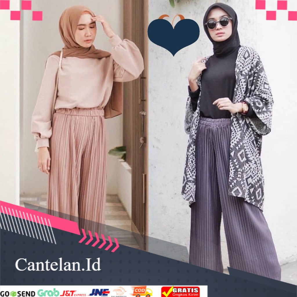 Cantelan.Id - CELANA KULOT PLISKET CACA - konveksi murah tanah abang
