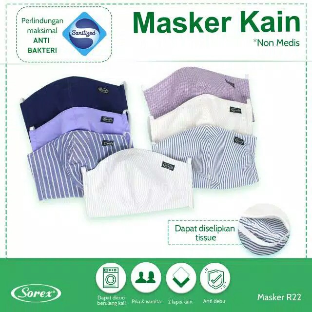 Masker Non Medis Sorex R22 / R25 / R27 Motif | Masker Kain Lapis 2 |