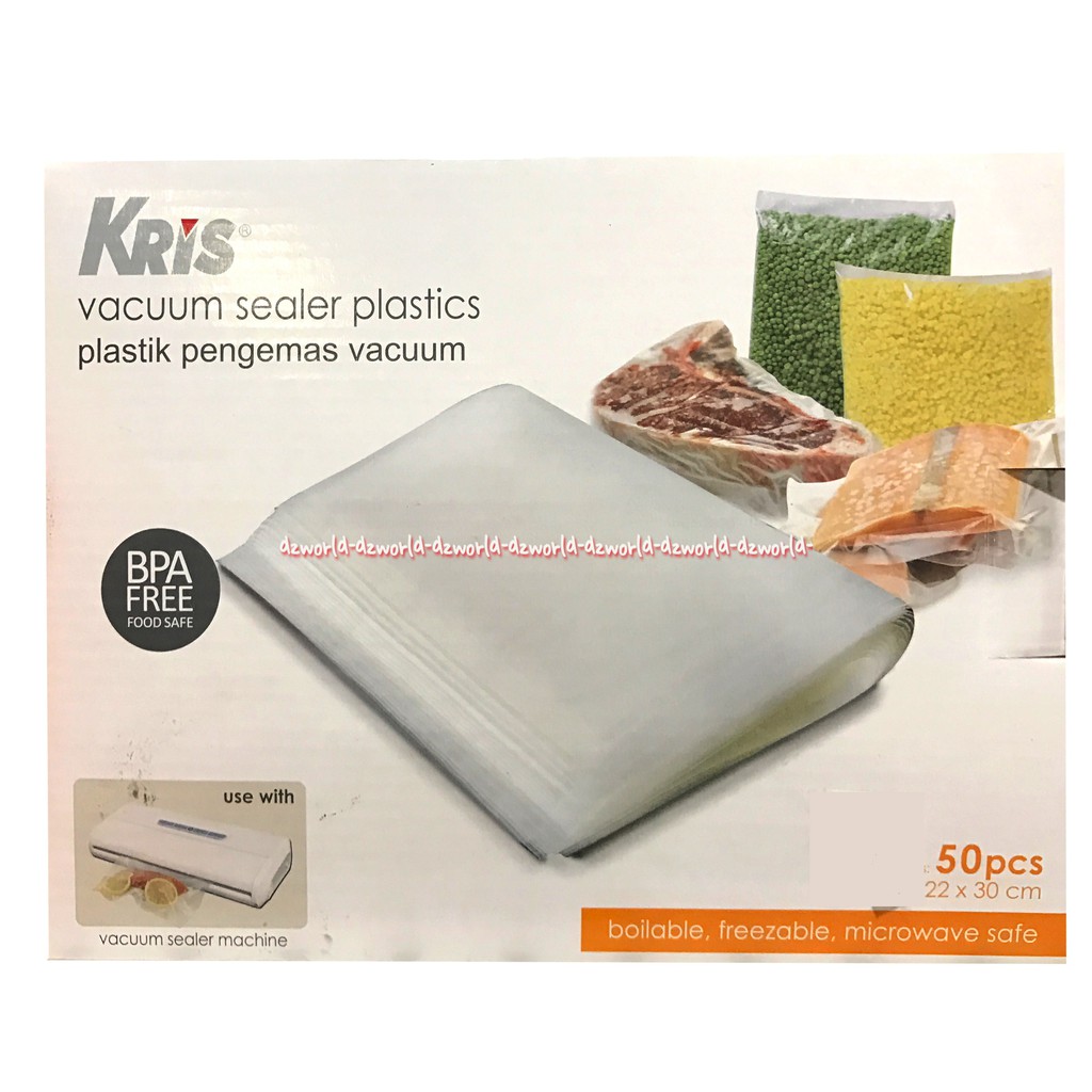 Kris Vacuum Sealer Plastics Plastik Pengemas Vacuum 22x30 Cm Isi 50pcs Plastik Pengemas Makanan