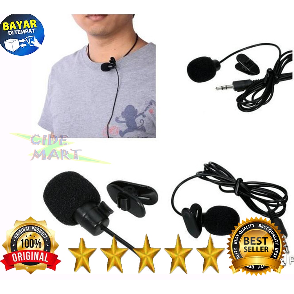 Microphone With Clip On 3.5mm Mic External Smartphone Laptop PC Pengeras Suara Shooting Vlogger