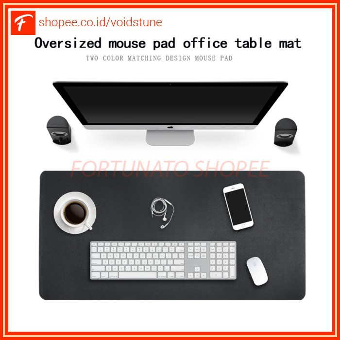 Mall Office Keyboard Mouse Pad XL Desk Mat Bahan Kulit 40 x 80cm - Black