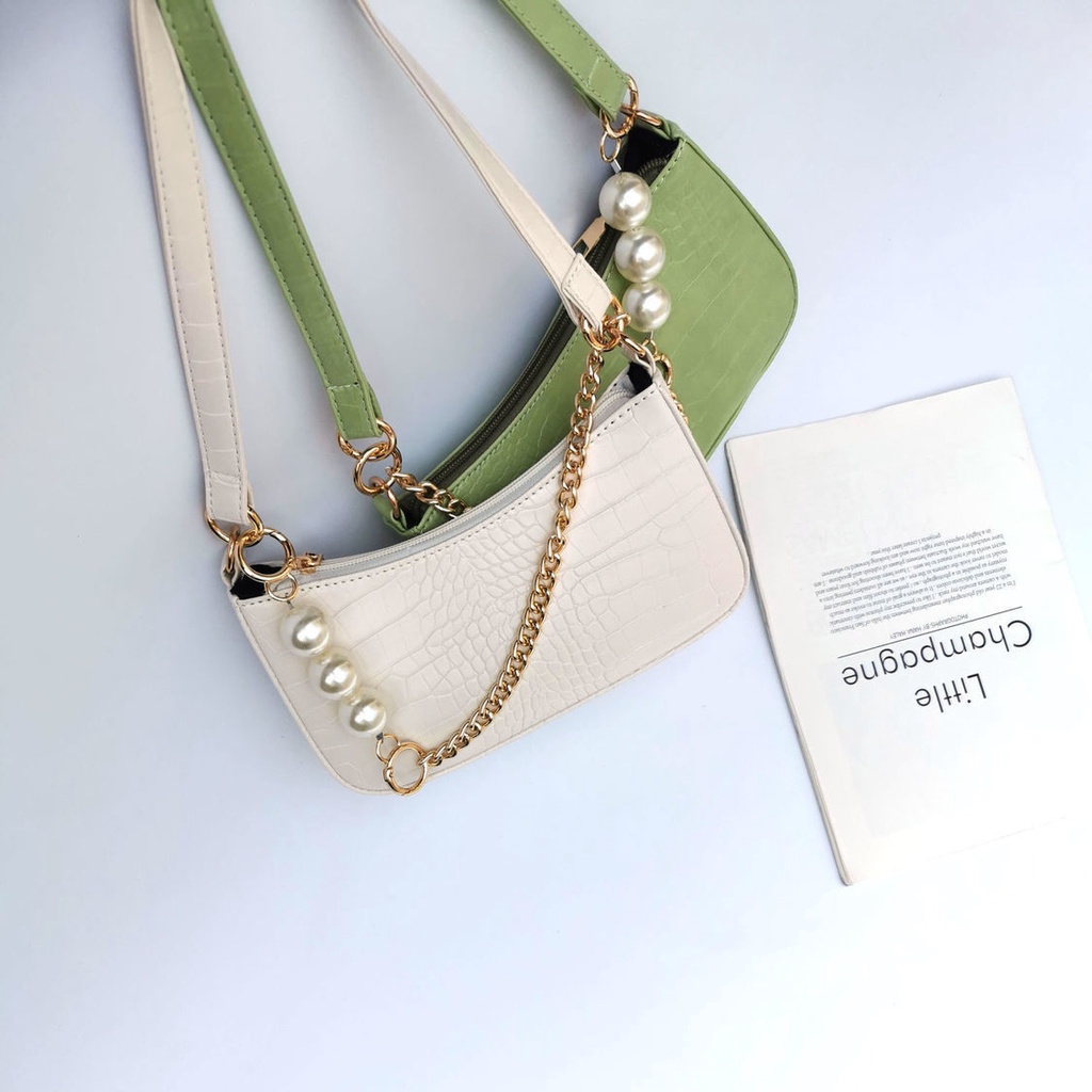 Tas Selempang wanita import Tas ketiak rantai mutiara Fashion Handbag Sling Bag Shoulder Bag / Tas Selempang Handbag Wanita Import Cewek Bag Slingbag Selempang Shoulderbag