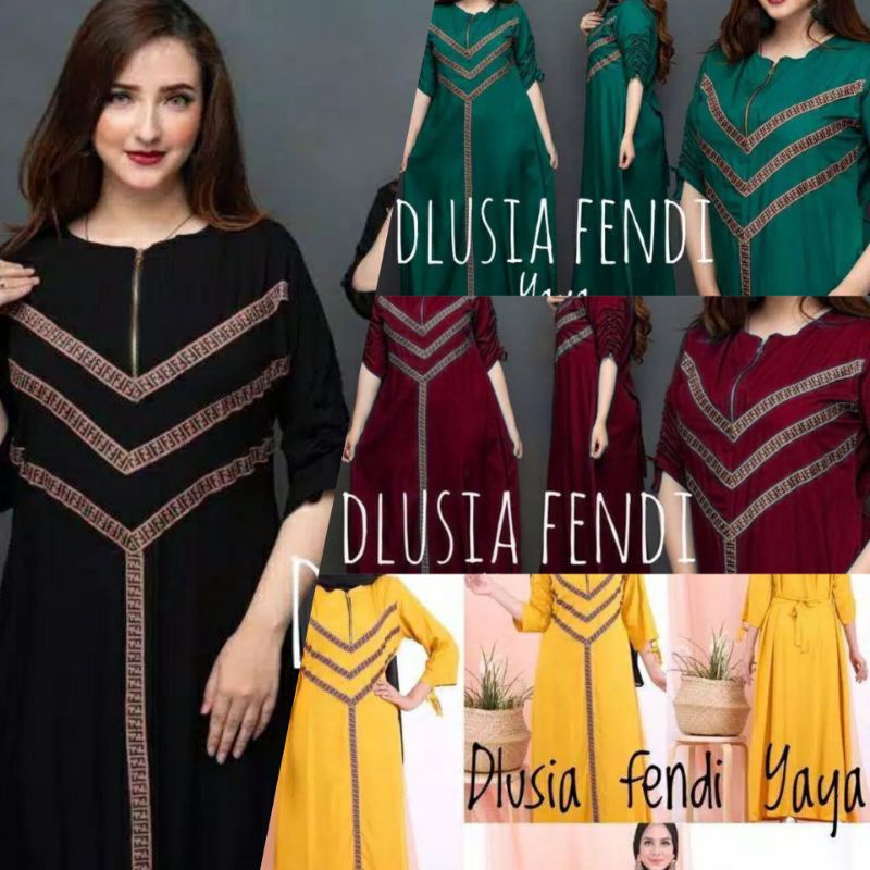 TERJANGKAU DASTER ARAB RENDA MOTIF FENDI YAYA DASTER BRUKAT RESLETING DEPAN