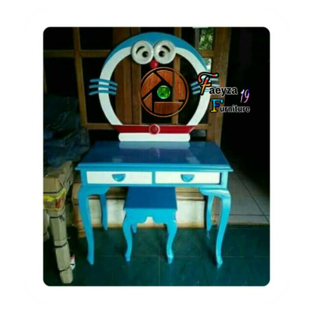 Set Meja Rias Anak Minimalis model Doraemon dan Hello Kitty
