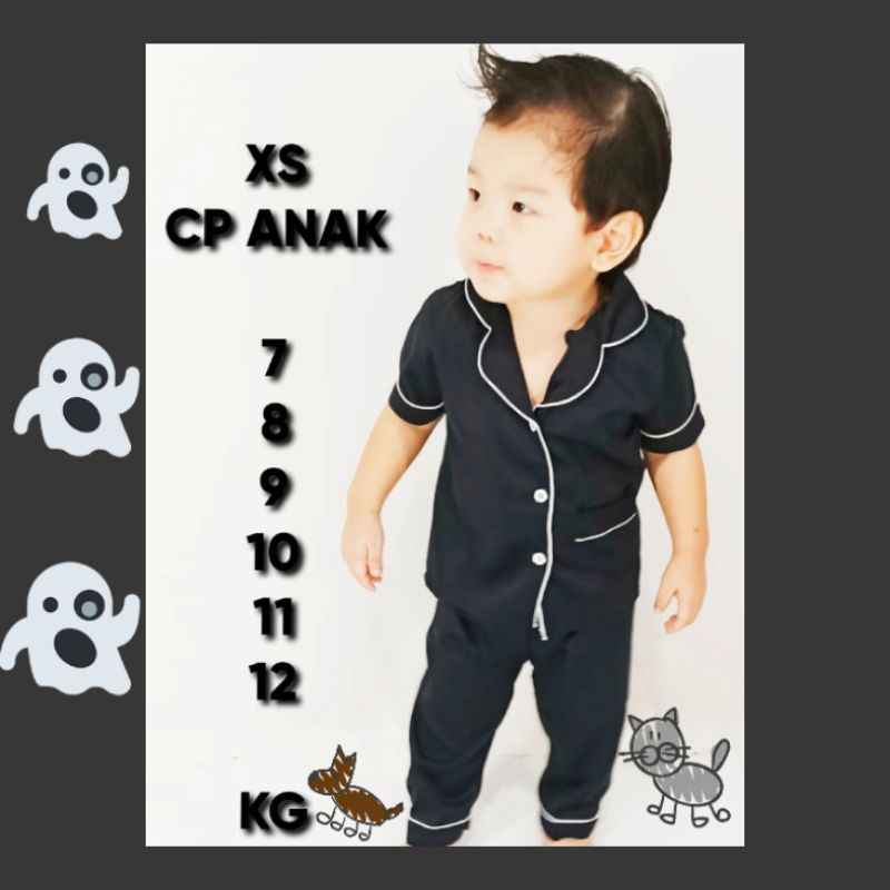 Baju Tidur Anak Bayi Kecil Cewek Cowok Celana Panjang Set Piyama Polos Lengan Pendek Piama Setelan