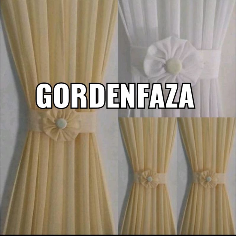 Gorden ikat gorden kupu-kupu gorden spiral Pitrase tebal gorden tali putih cream murah berkualitas