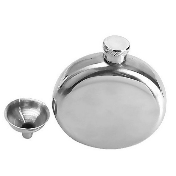 Hip Flask 5oz Round hipflask bundar stainless steel