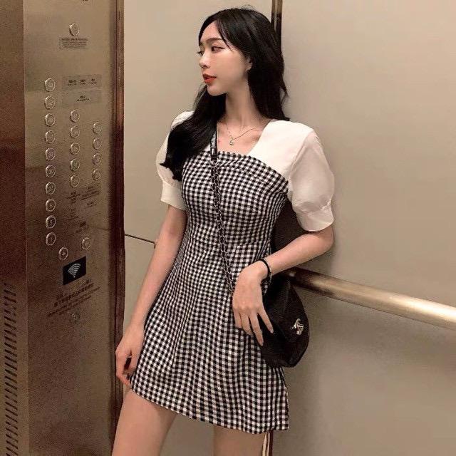 BISA COD Dres korean Square Mini Dres