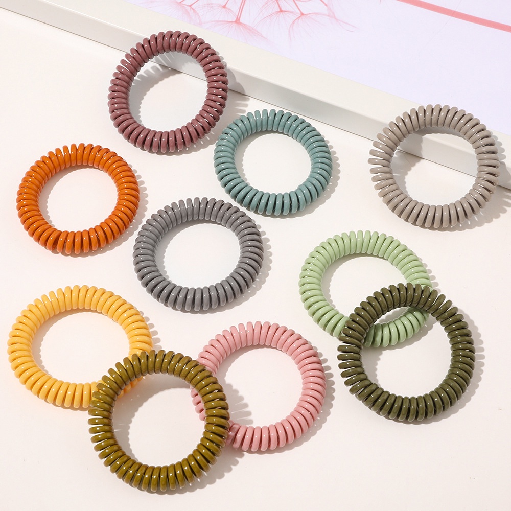 【COD Tangding】5pcs/set Colored Telephone Line Ring Hair Tie Fashion Hair Decor