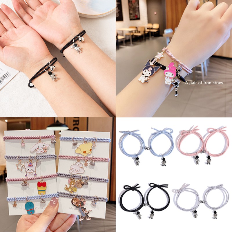 2 Buah/Sepasang Magnet Gelang Karet Multilayer Desain Kuromi Cinnamoroll Gelang Magnet Pria Dan Wanita Gelang Magnet/1 Pasang Gelang