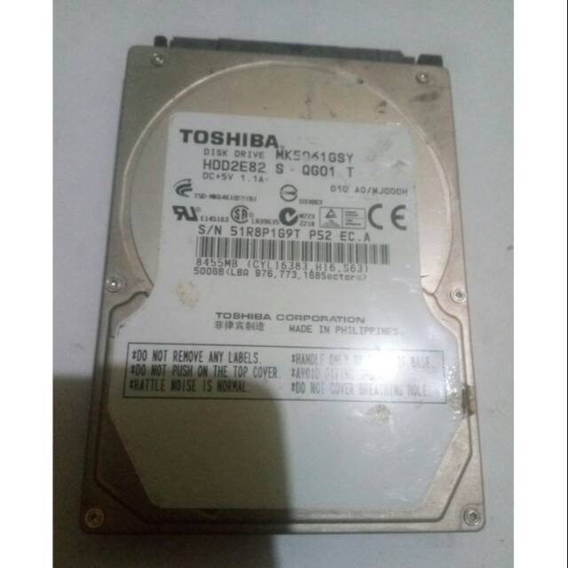 Harddisk Toshiba 500GB rusak ukuran 2.5