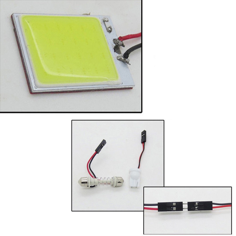 1pc Lampu LED COB 48 SMD T10 4W 12V Warna Putih Untuk Interior Mobil