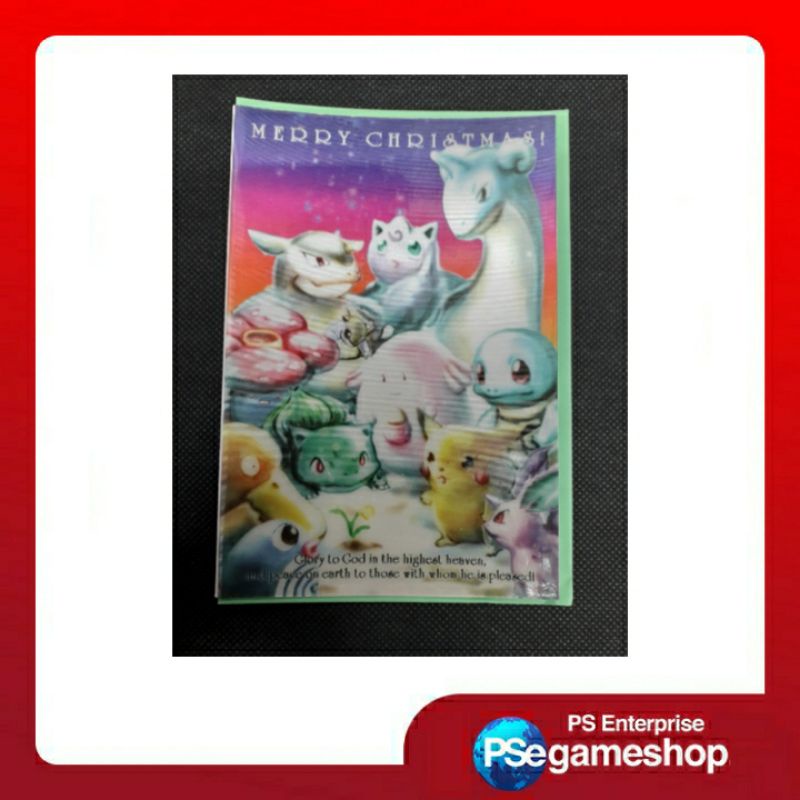 Kartu Pos / Kartu Ucapan Merry Chistmas 3D - Pokemon