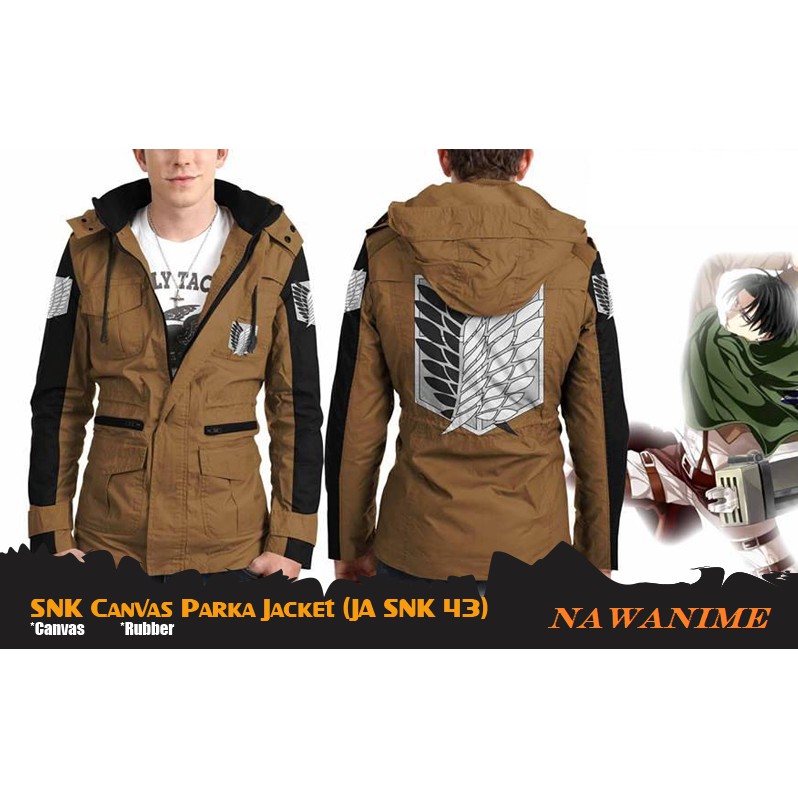 Jaket Anime Attack On Titan Parka Canvas Jacket Hoodie (JA SNK 43)