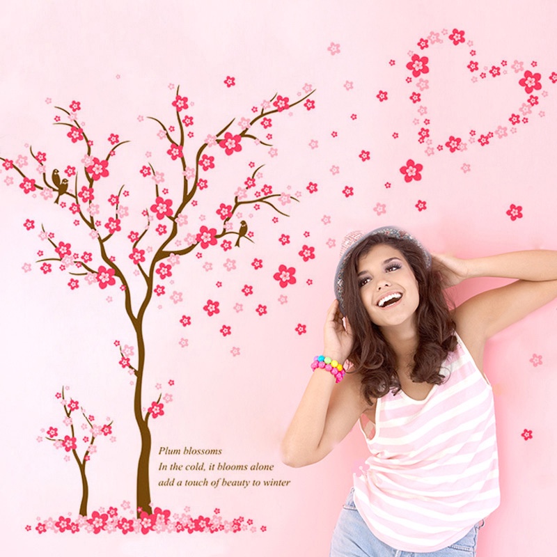 Reliza Wall Sticker Pohon Sakura Pink Tree Love Stiker Dinding LDR99256