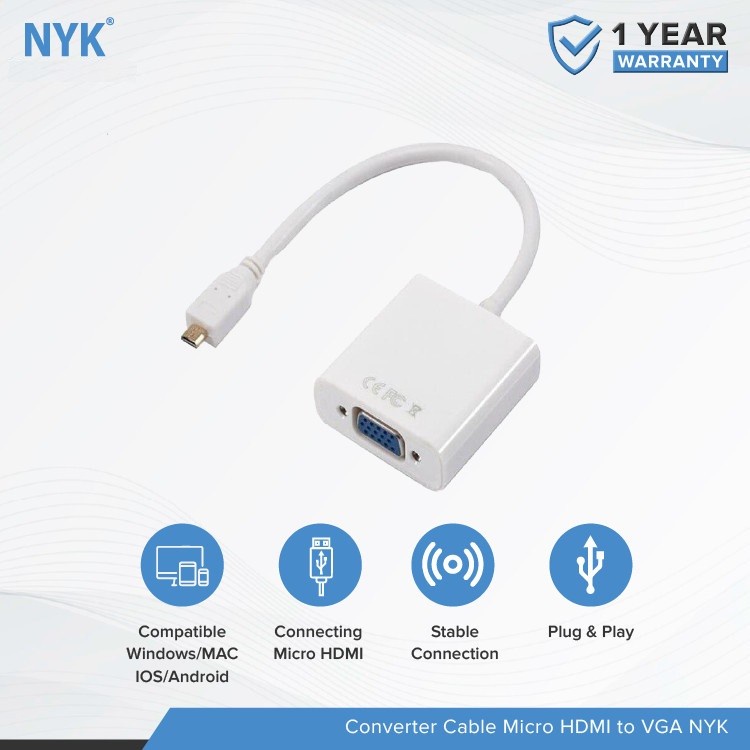 Converter Micro HDMI to VGA Non Audio NYK