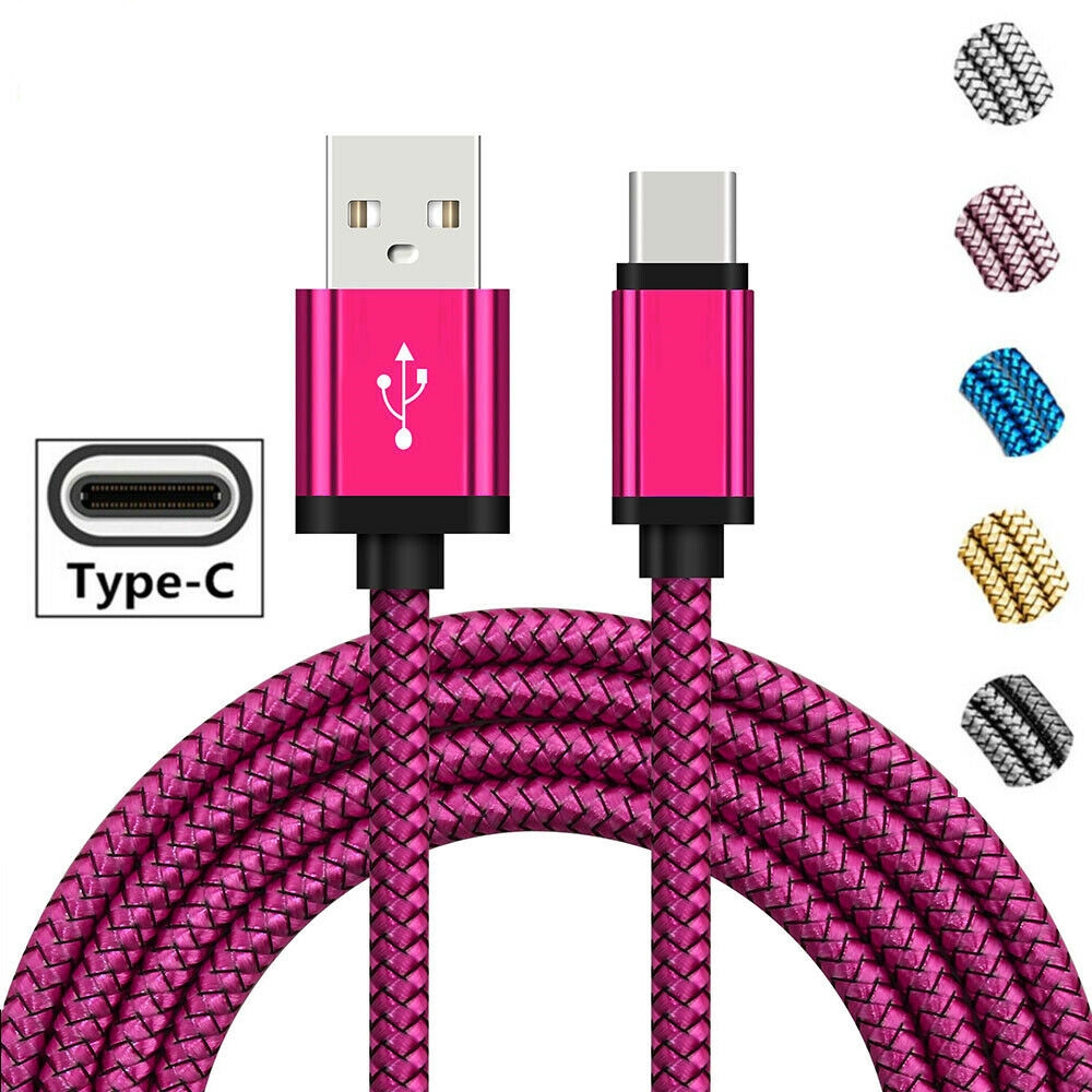 【P&amp;T】1/2/3M Nylon Braided Type C Data Sync Fast Charging Cables For Samsung S9 S9 S10