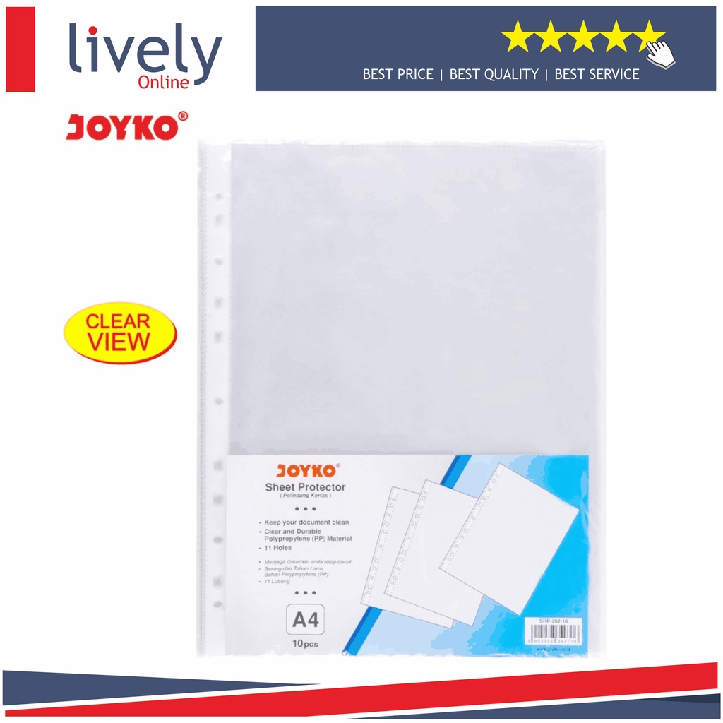 Sheet Protector Pelindung Kertas Joyko SHP-202-10 A4 isi 10 Pcs