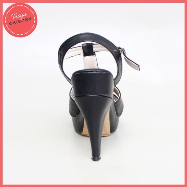 PUMP SHOES TOE HIGH HEELS T-STRAP HITAM