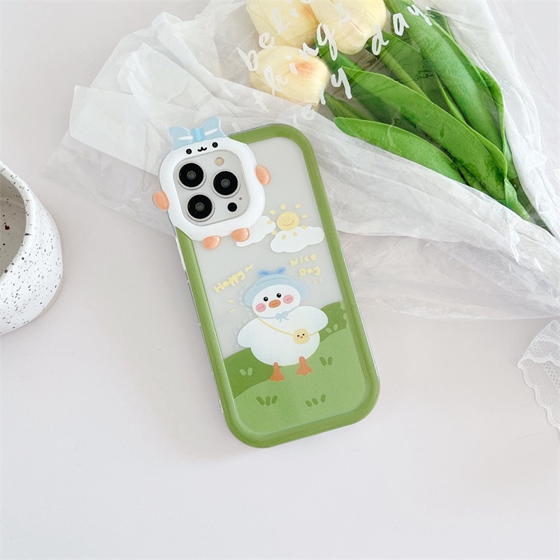 Soft Case Silikon Motif Kartun Bebek Monster Untuk iPhone 14 13 12 11 Pro Max X Xr Xs Max 7 8 6 6s Plus SE 2020