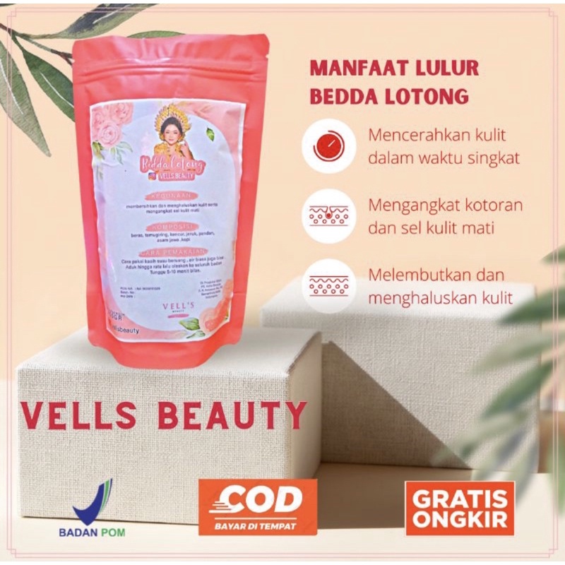 VELLS BEAUTY - LULUR BEDDA LOTONG BODYSCRUB TRADISIONAL ALAMI KHAS BUGIS VIRAL BPOM