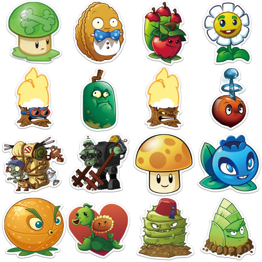 100 buah dari Plants vs Zombies stiker ins kartun anak-anak hadiah stiker bagasi dekorasi stiker kop