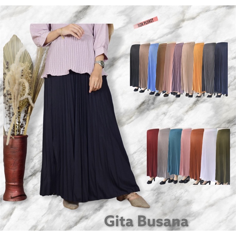 Rok Plisket Kaos Polos