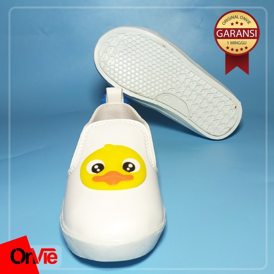 Sepatu Slip On Anak Perempuan Hitam Putih Motif KARAKTER BEBEK PATIIDUCK | Sepatu Kids Onvie