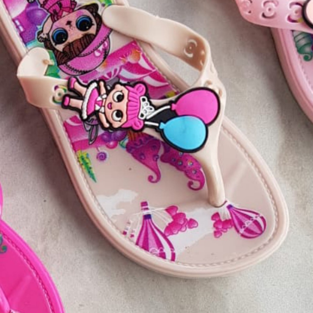 Sandal Jepit Anak Perempuan LOL Karet Import Anak Cewe Motif LOL BALON