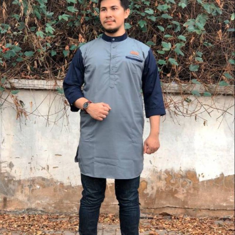 Baju Koko Kurta Pakistan Katun Toyobo Tangan 3/4 Al Muslim Premium Terbaru /Kurta Pakistan Assyam  Toyobo Fodu Premium/ Baju Koko Dewasa/ Atasan Baju Koko Cowok