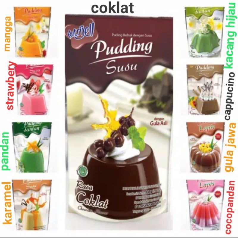 

TEPUNG PUDING PUDDING AGAR INSTAN NUTRIJEL SUSU SANTAN VARIAN RASA