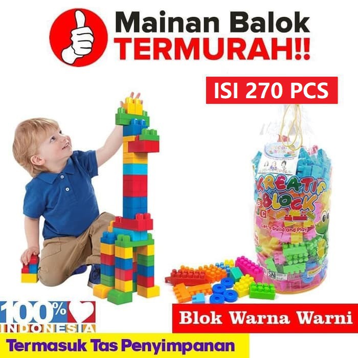 Creative Block Isi 270 Pcs Mainan Edukasi Anak Kreatif Blok Mainan