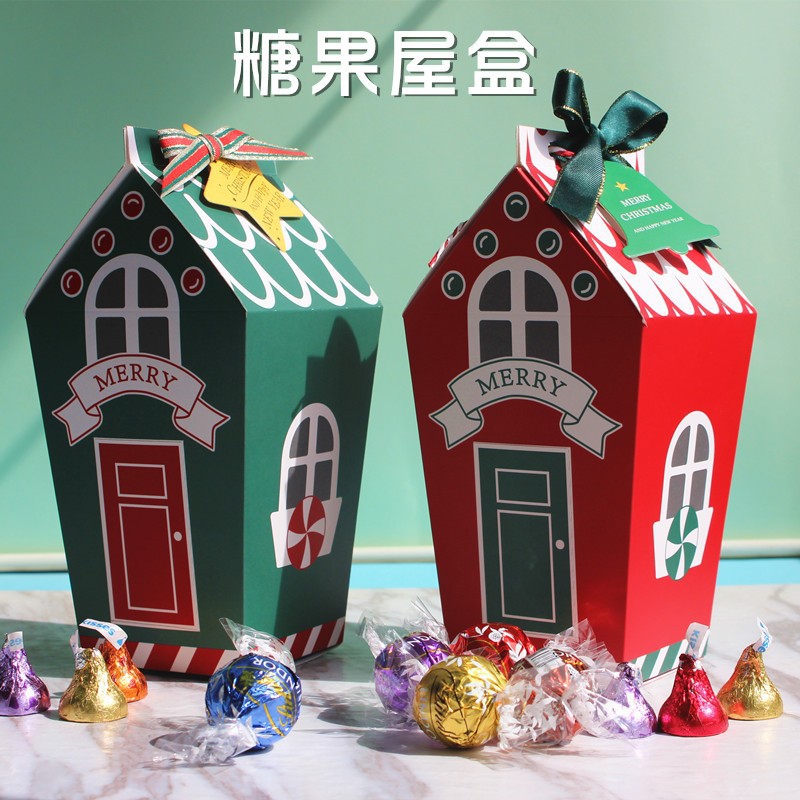 BXCH paperbag candy rumah permen box kotak natal christmas bingkisan - Merah