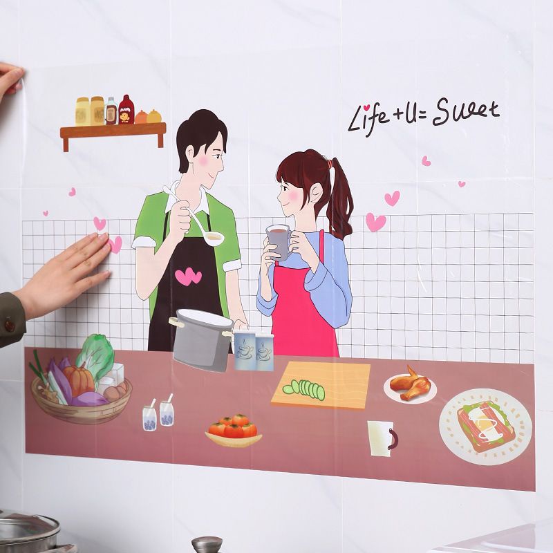 Sticker Dapur Cute Character Anti Minyak 90 X 60 Cm