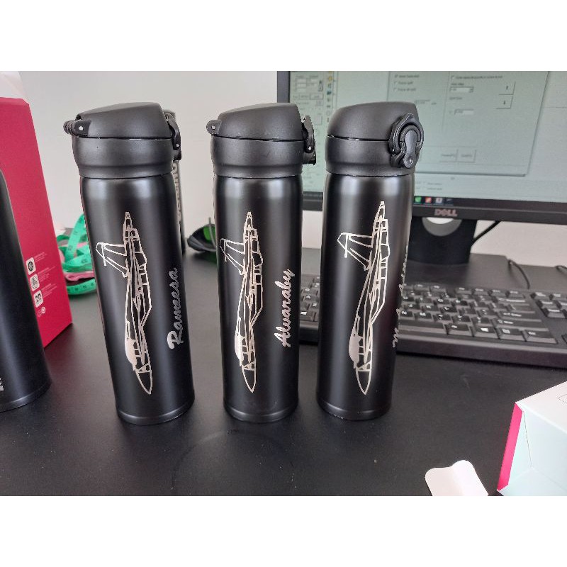 Tumbler Custom Botol minum Termos 500ML Steinless 304 Sudah cetak Nama Logo Laser Grafir design suka suka - Souvenir Promosi Niagara Life Sakura Sport double wall botol carabiner slim LED botol bowling