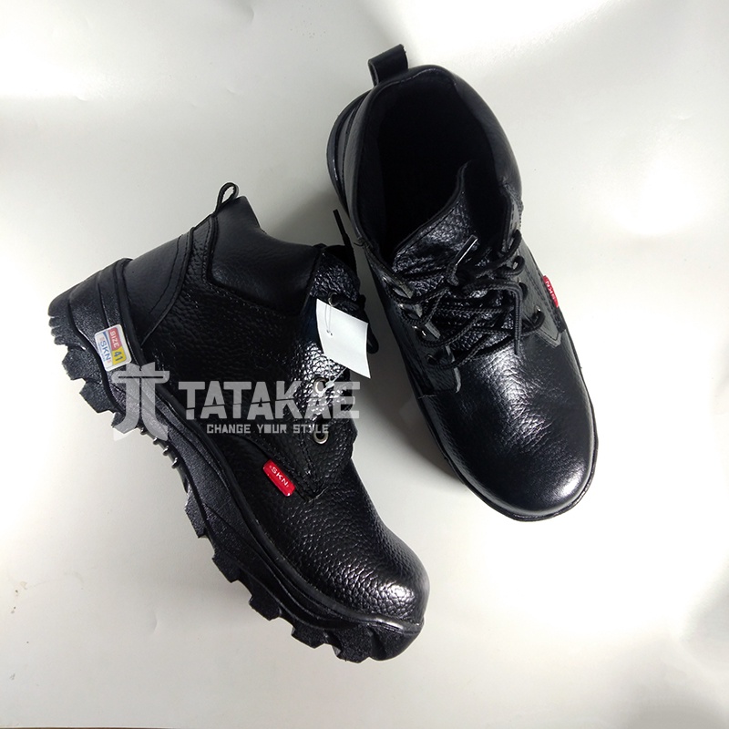 Sepatu Safety Ujung Besi Boot Hitam Pendek Tali King Kickress PDL PDH OB Kitchen