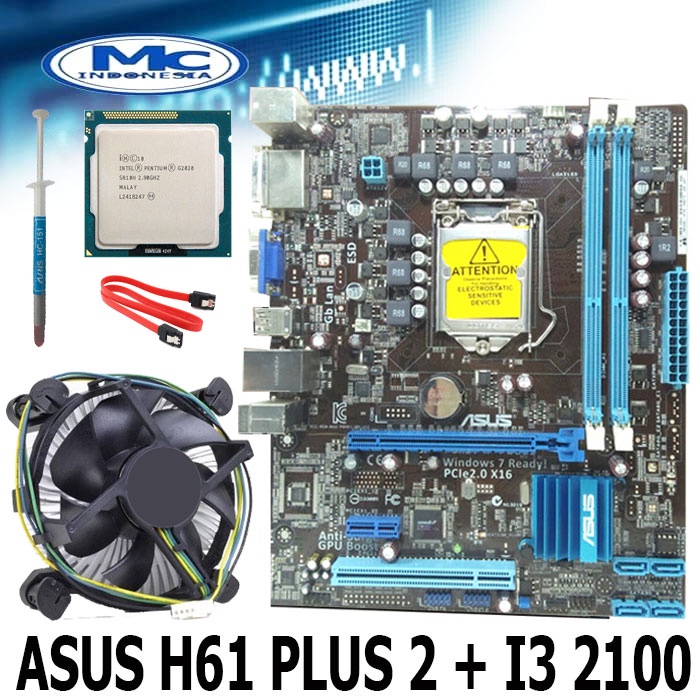 Mainboard Mobo Motherboard Asus P8H61M PLUS2 dan i3 2100 paket lengkap