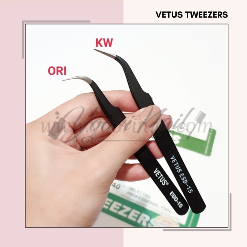 Pinset vetus hitam ORI tweezers vetus original pinset nail art eyelash pinset lurus bengkok