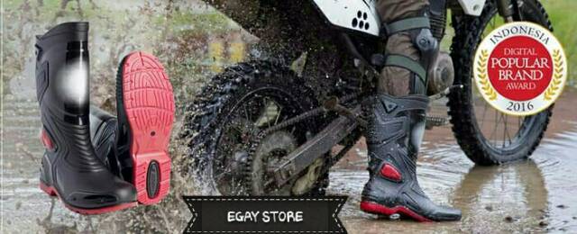 [SEPATU BIKER] Sepatu AP Boots Moto 3 Anti Tembus Air Hujan Sepatu Karet PVC - Terlaris